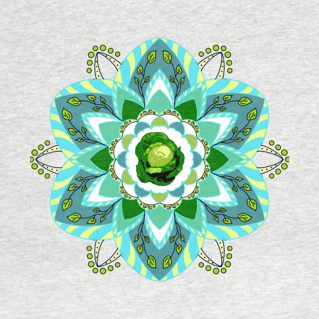 Green cabbage in mandala designe by 100meaninglove100